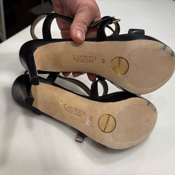 Lauren Ralph Lauren Kerri Leather Strappy Sandals Shoes Black Size 8 New $175 - Picture 10 of 13